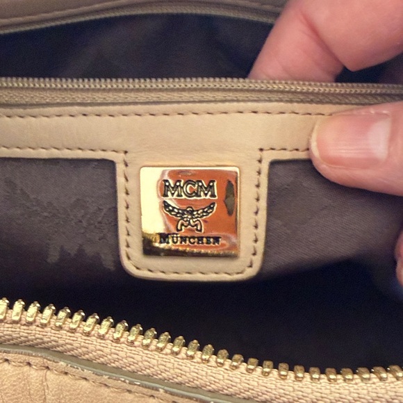 MCM Beige Visetos Leather Boston Bag with Gold Hardware - Picture 11 of 14